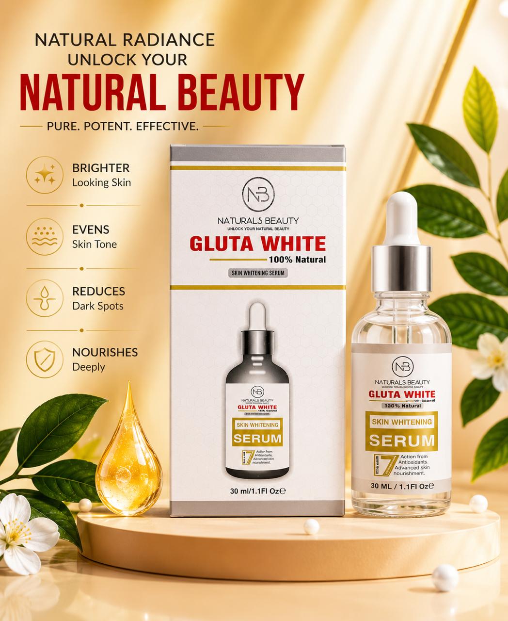 Naturals Beauty Gluta White – Skin Whitening Serum PLUS 7 (30ml)